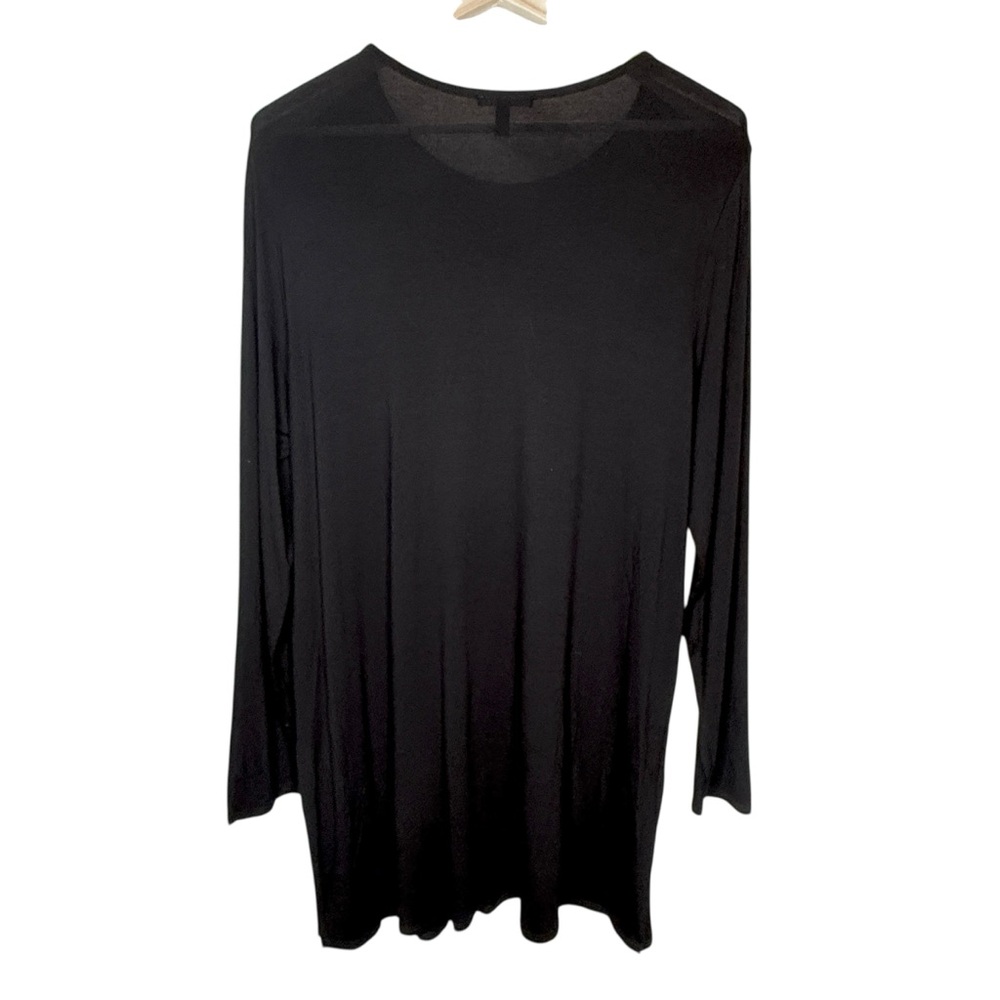 Eileen Fisher Long Sleeve Jersey Tunic Top Black XL Lightweight Lagenlook Comfy - Picture 5 of 9